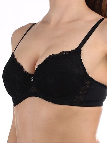 Фото 3 Бюстгальтер Lormar из коллекции Formedouble, цвет: черный, вид спереди