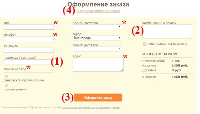 Как оформить заказ. Шаг 4. Оформление заказа.